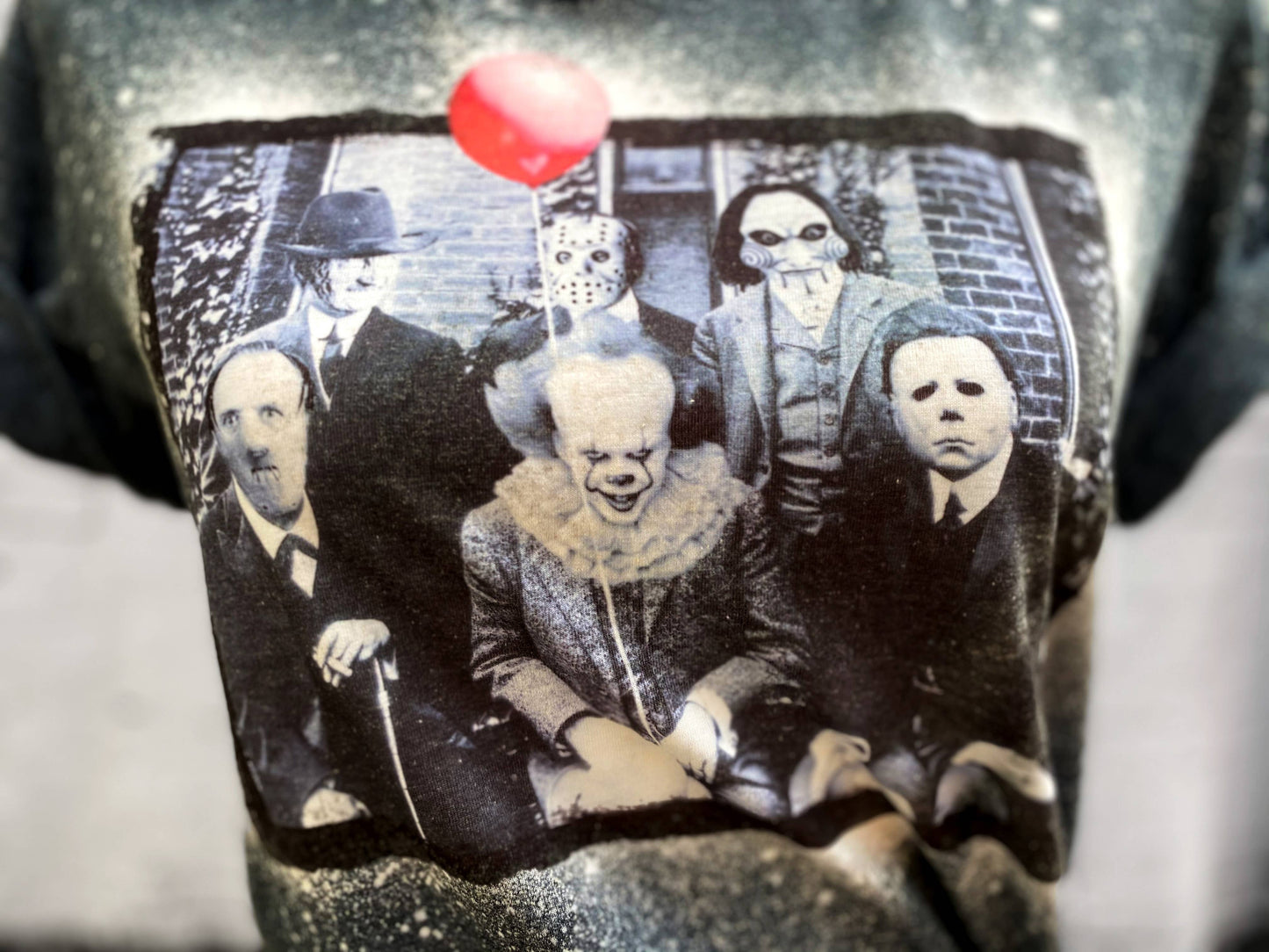 Horror Movie Family Photo Bleached Tee