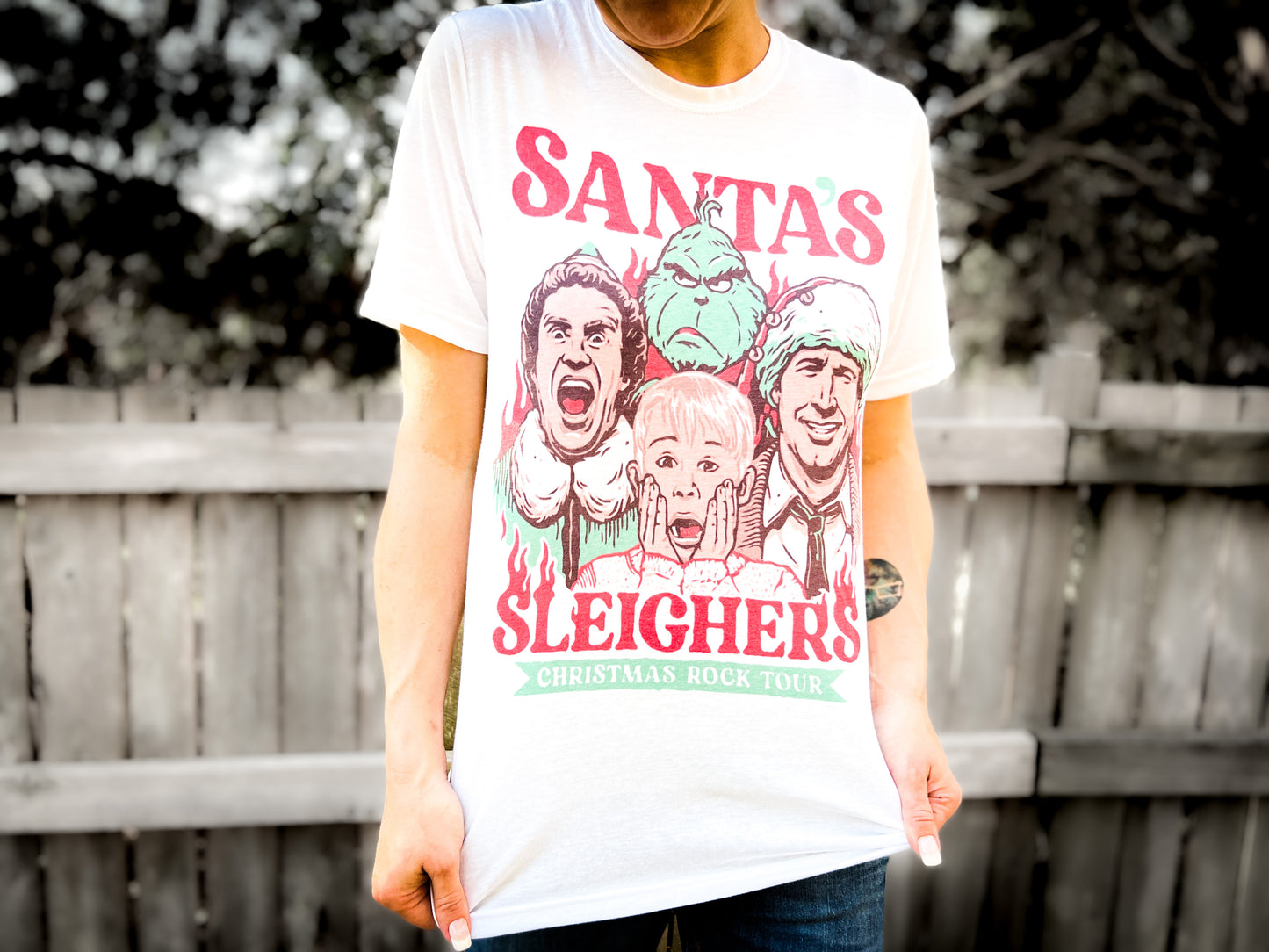 Santa's Sleighers Crewneck Tee | Grinch | Elf | Griswold | Home Alone