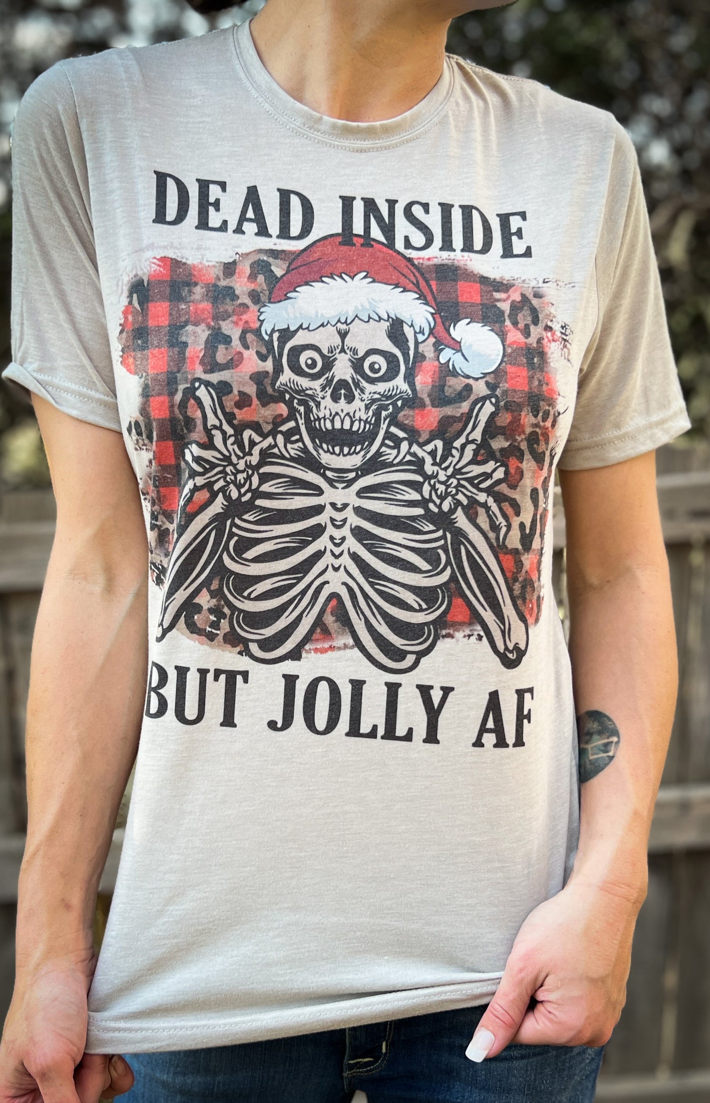 Dead Inside but Jolly AF | Skeleton Christmas Shirt