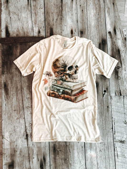 Skeleton Book Stack Shirt | Book Lovers Tee