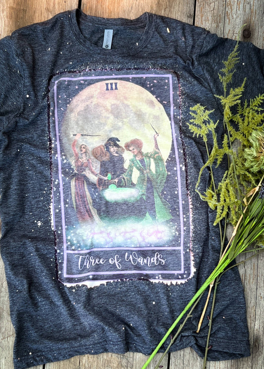 Hocus Pocus Sanderson Sisters Tarot Card Bleached Tee