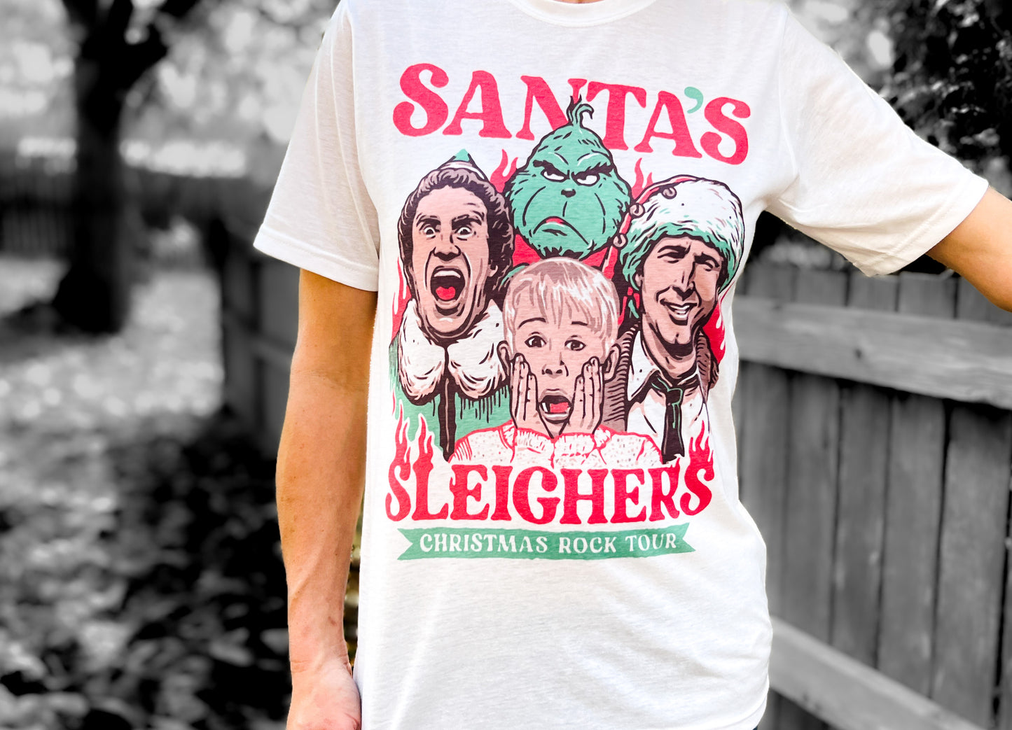 Santa's Sleighers Crewneck Tee | Grinch | Elf | Griswold | Home Alone