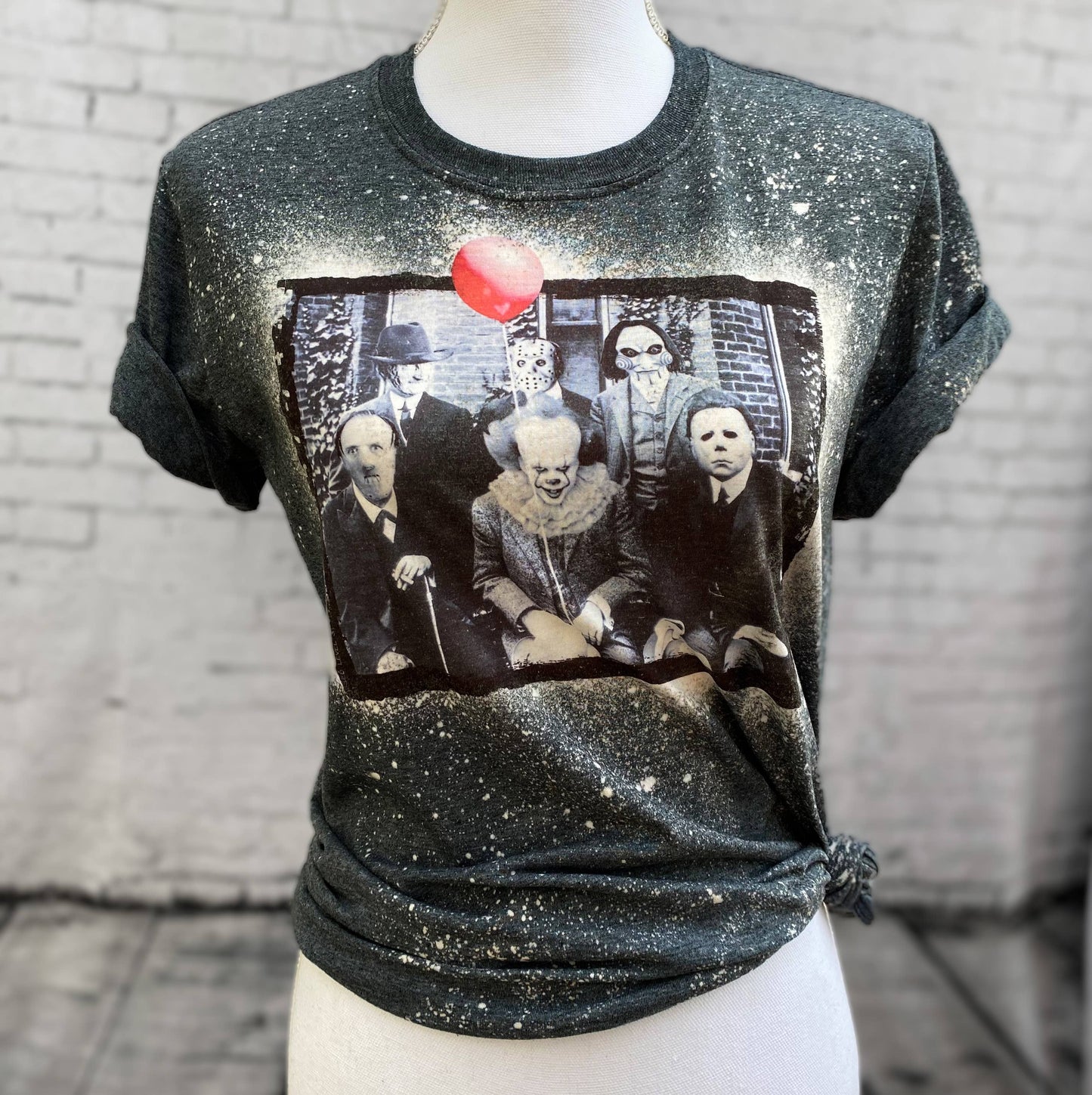 Horror Movie Family Photo Bleached Tee