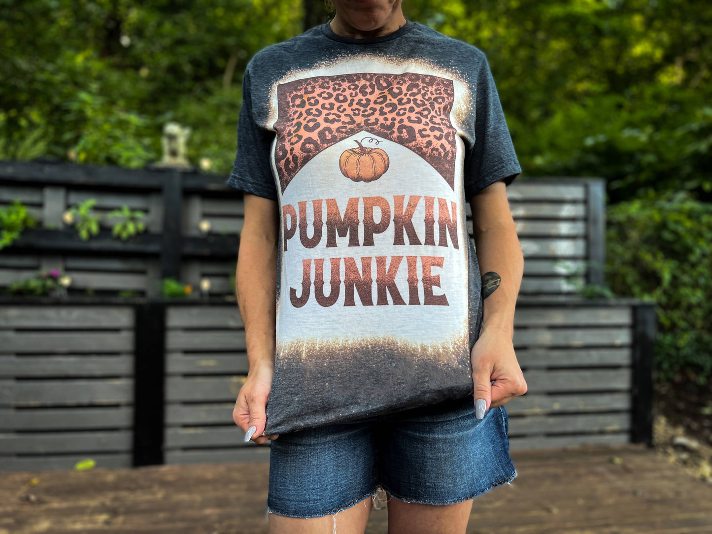 Pumpkin Junkie Western Halloween Bleached Tee