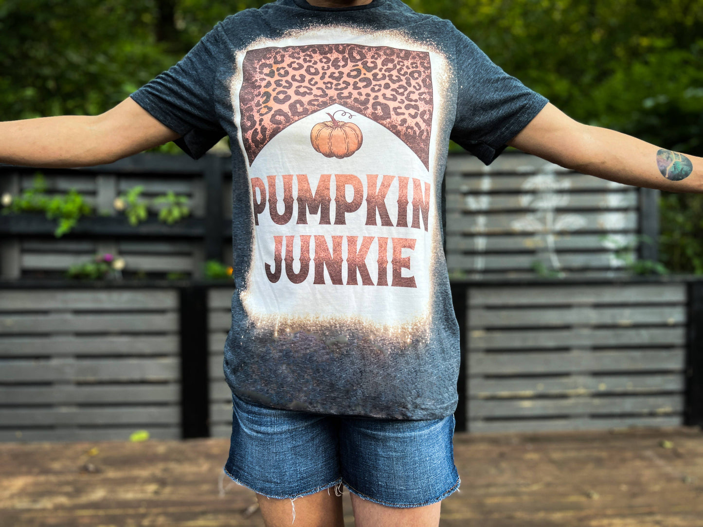 Pumpkin Junkie Western Halloween Bleached Tee