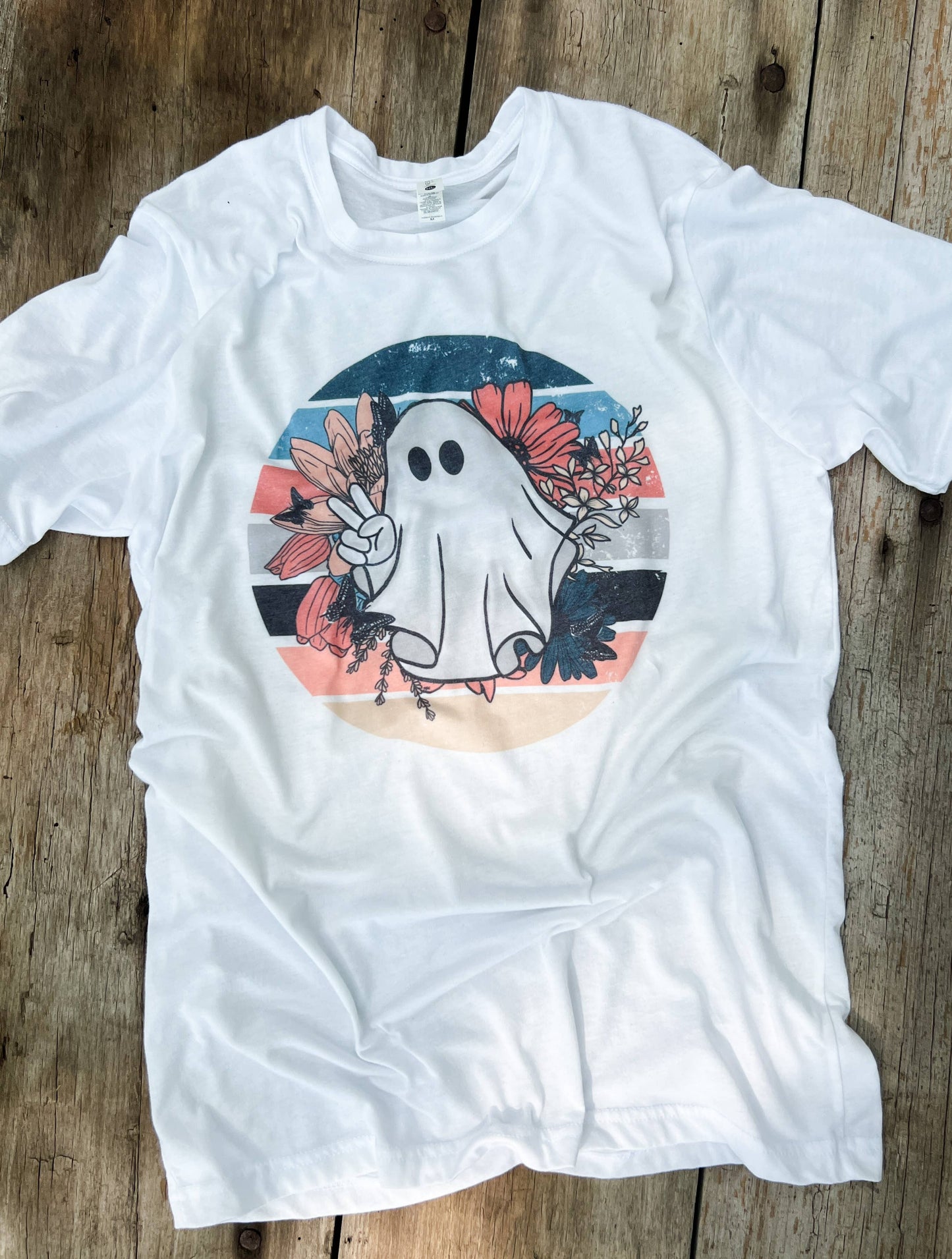 Cute Boho Floral Ghost Halloween Tee