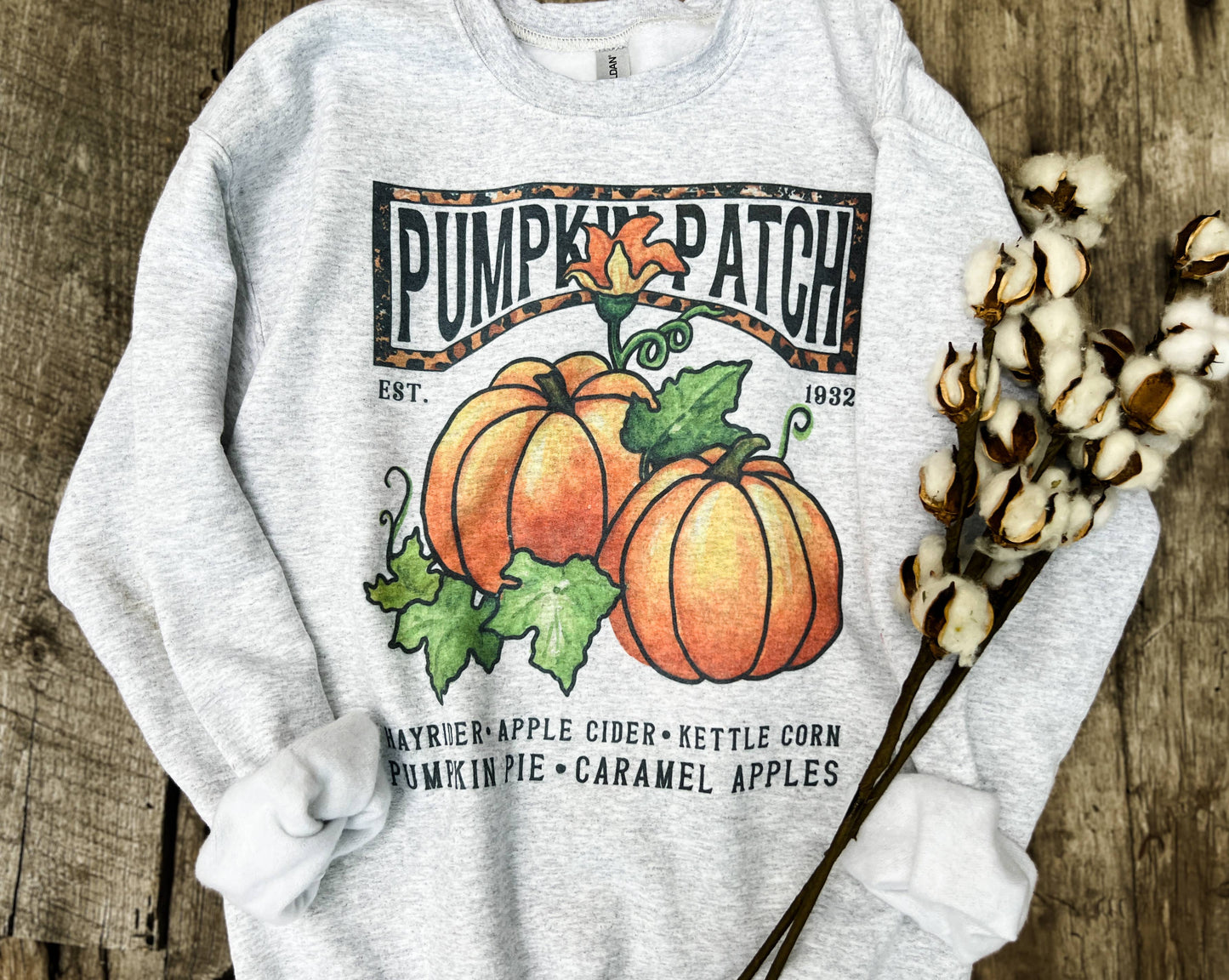 Pumpkin Patch Fleece Lined crewneck Sweatshirt