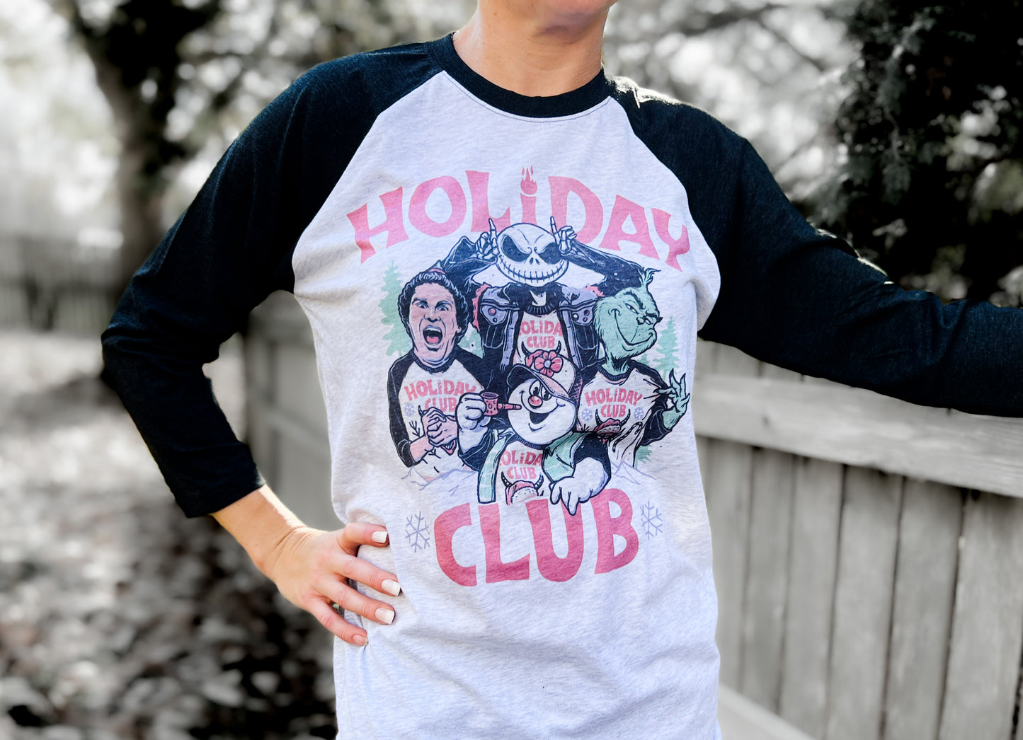 Holiday Club Raglan Tee | Strangers Things Parody Christmas Tee