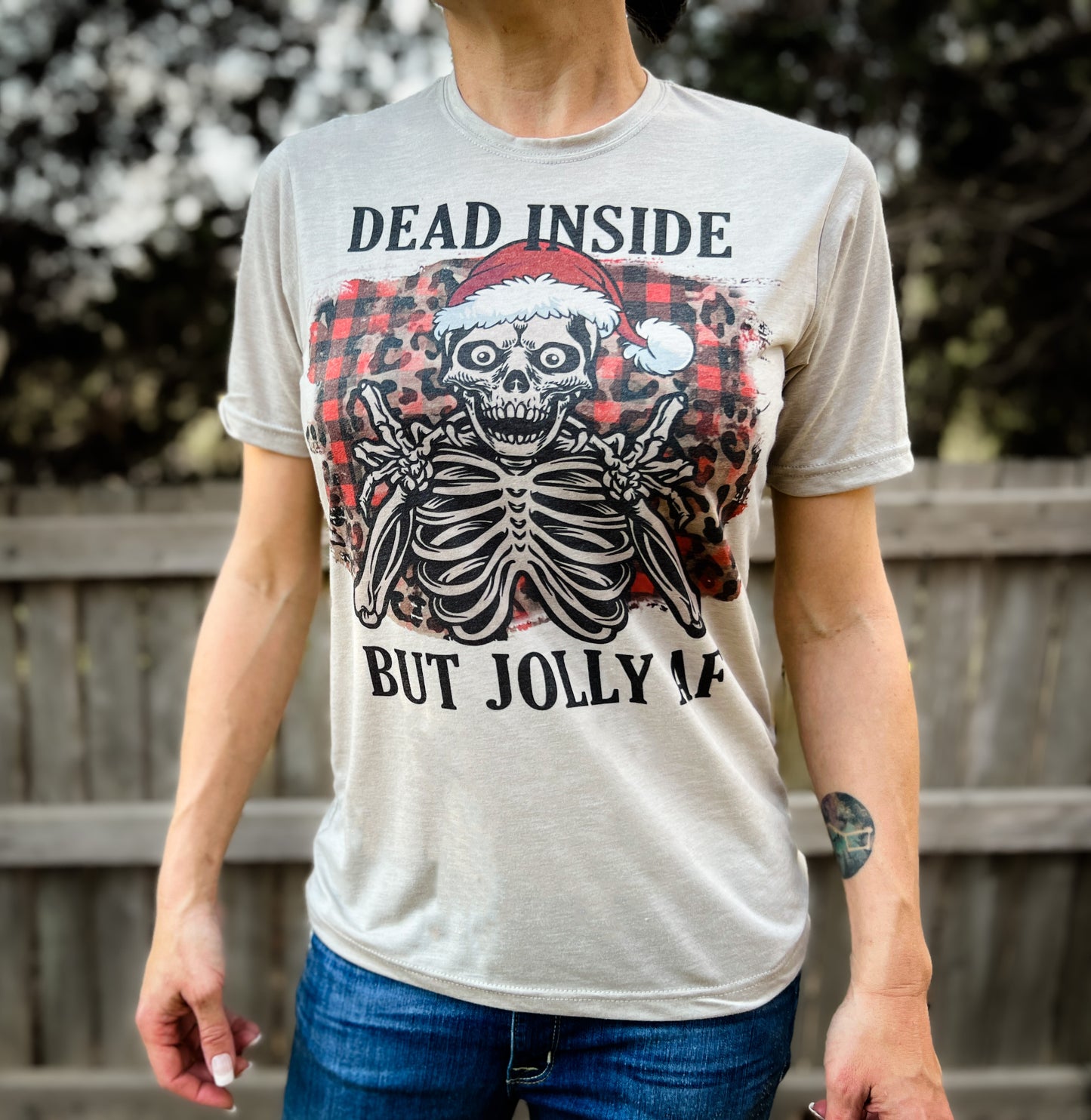 Dead Inside but Jolly AF | Skeleton Christmas Shirt