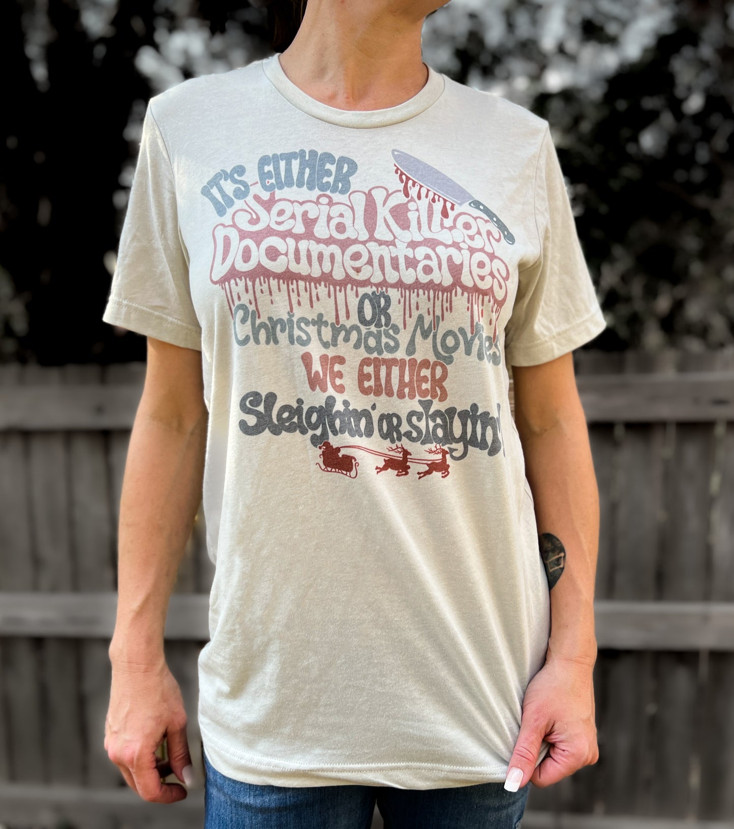 Sleighing or Slaying |  True Crime Serial Killer Christmas Tee