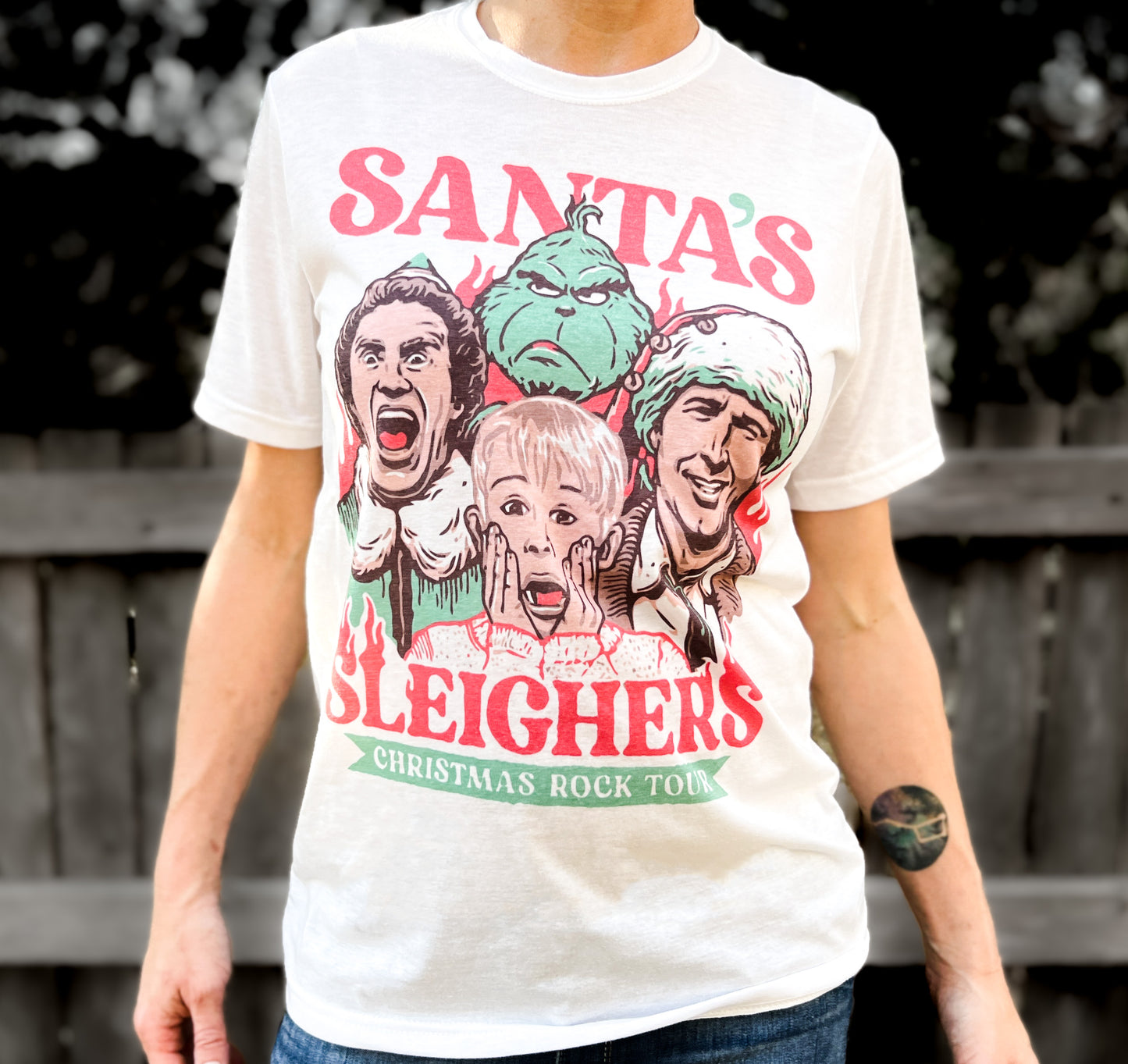 Santa's Sleighers Crewneck Tee | Grinch | Elf | Griswold | Home Alone