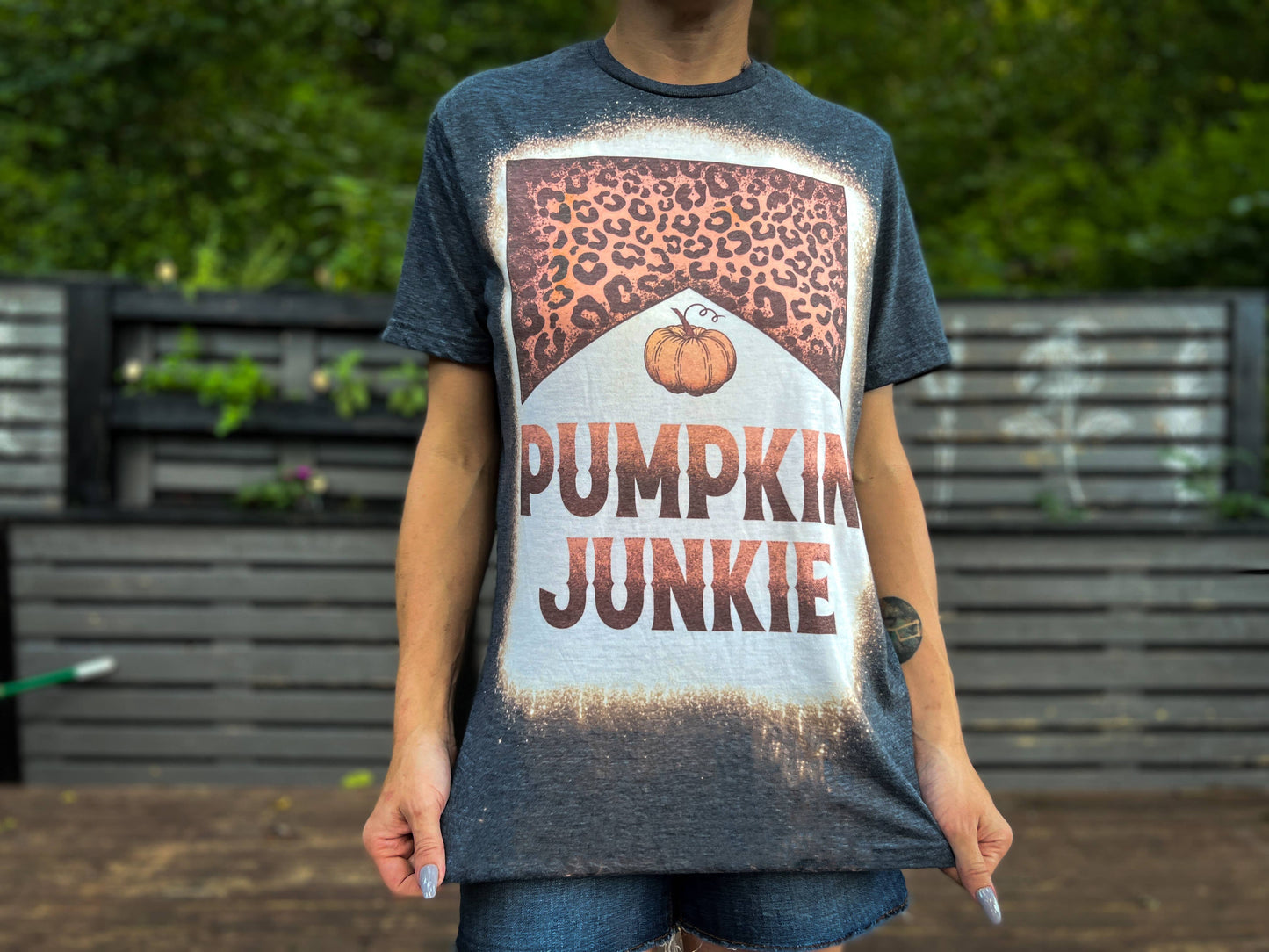 Pumpkin Junkie Western Halloween Bleached Tee