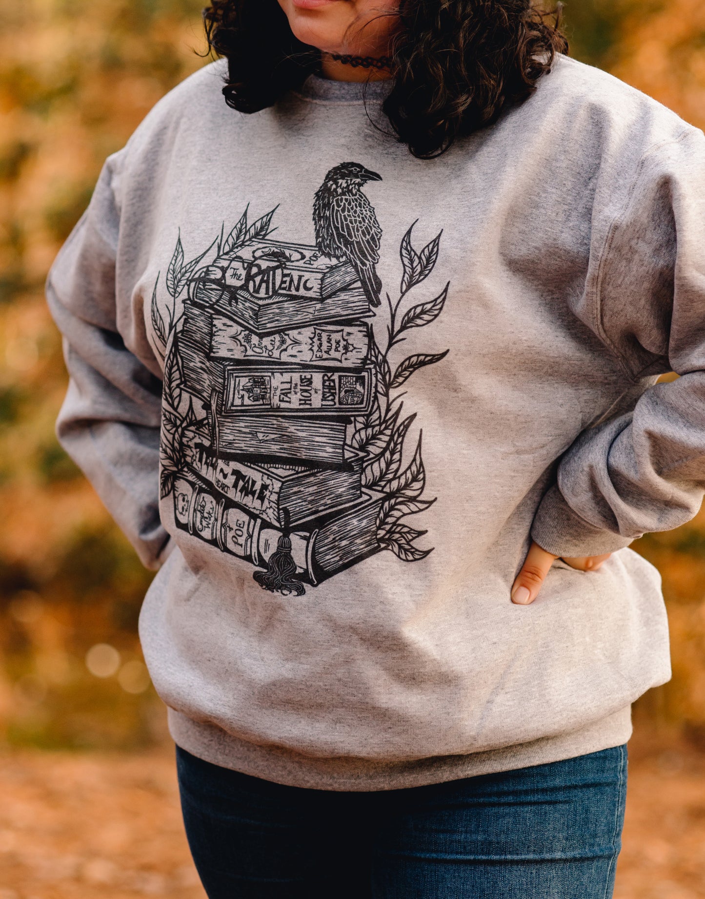 Edger Allen Poe Book Stack Sweatshirt | The Raven