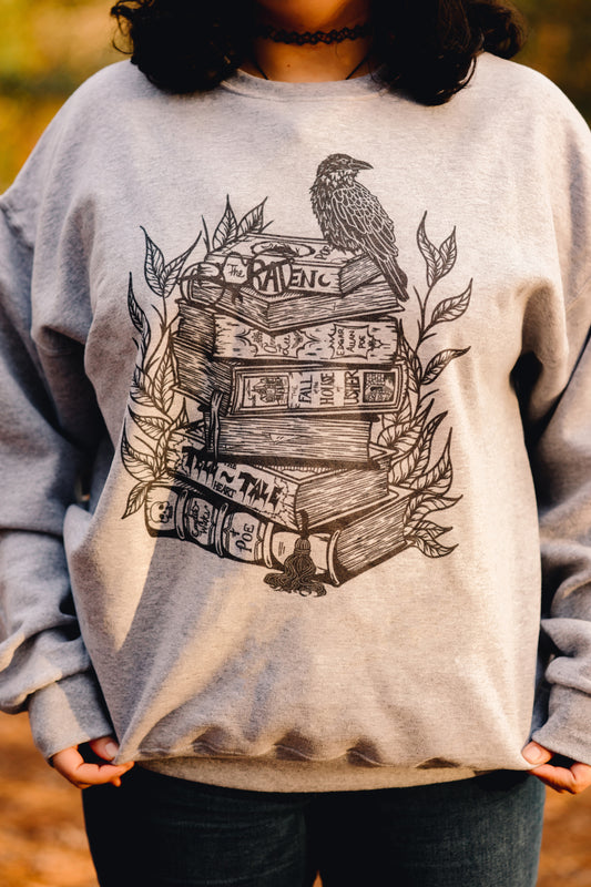 Edger Allen Poe Book Stack Sweatshirt | The Raven