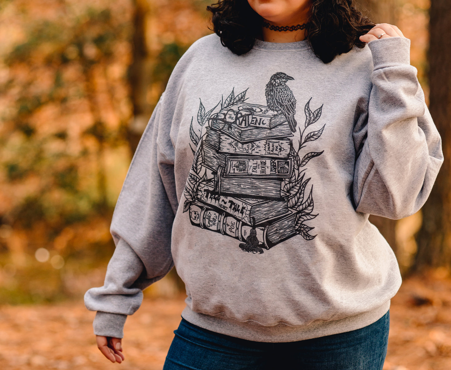 Edger Allen Poe Book Stack Sweatshirt | The Raven